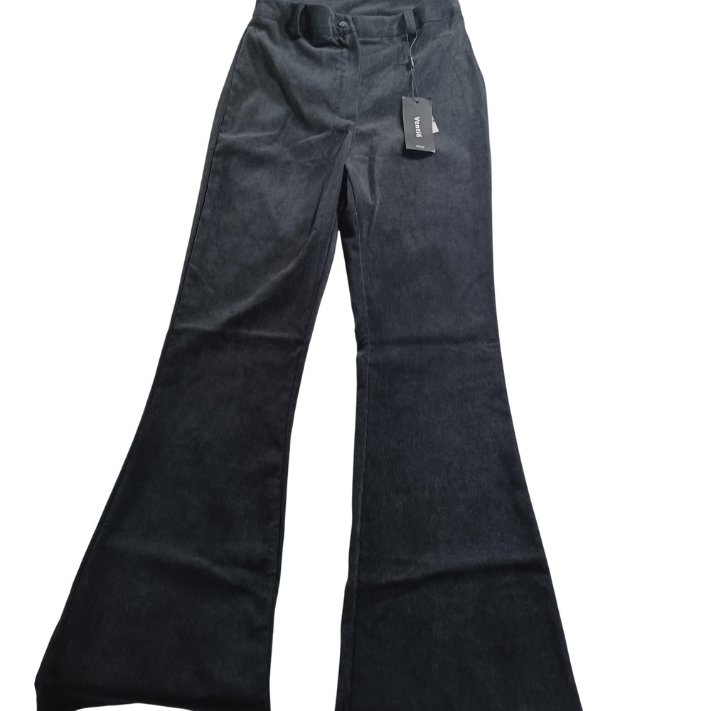 Venti6 Pants Womens 32 Gray Corduroy Flare Leg Dress Pockets Made In Italy